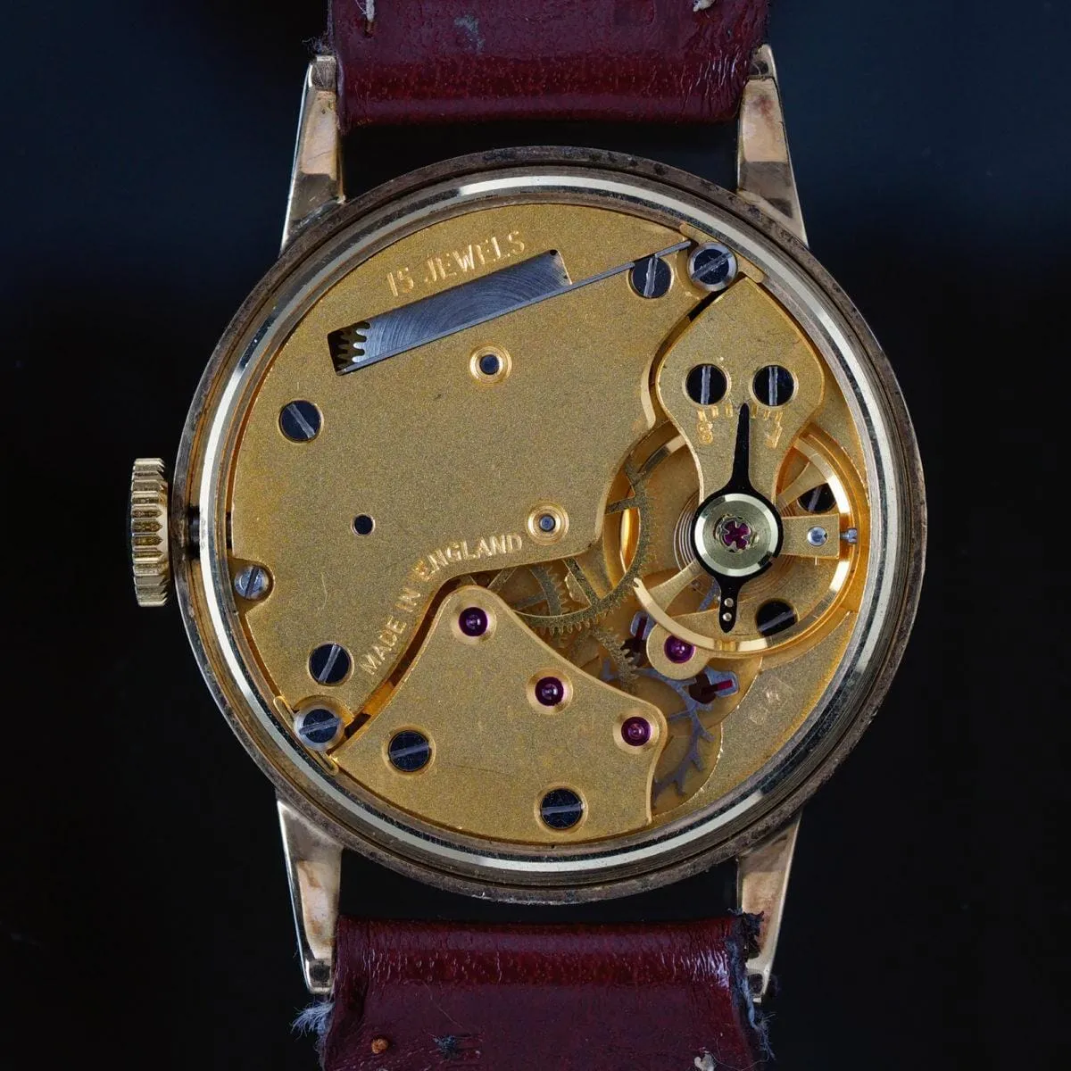 Smith Deluxe en or 9K massif, calibre 1215, remontage manuel, années 1960