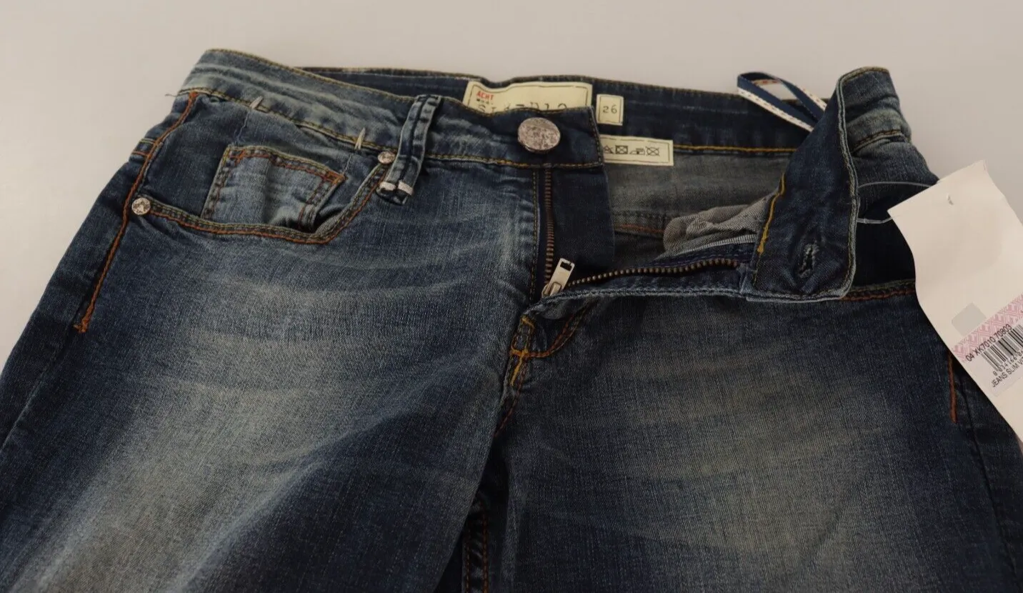 Acht Jean Skinny Femme à Taille Basse en Coton Lavé