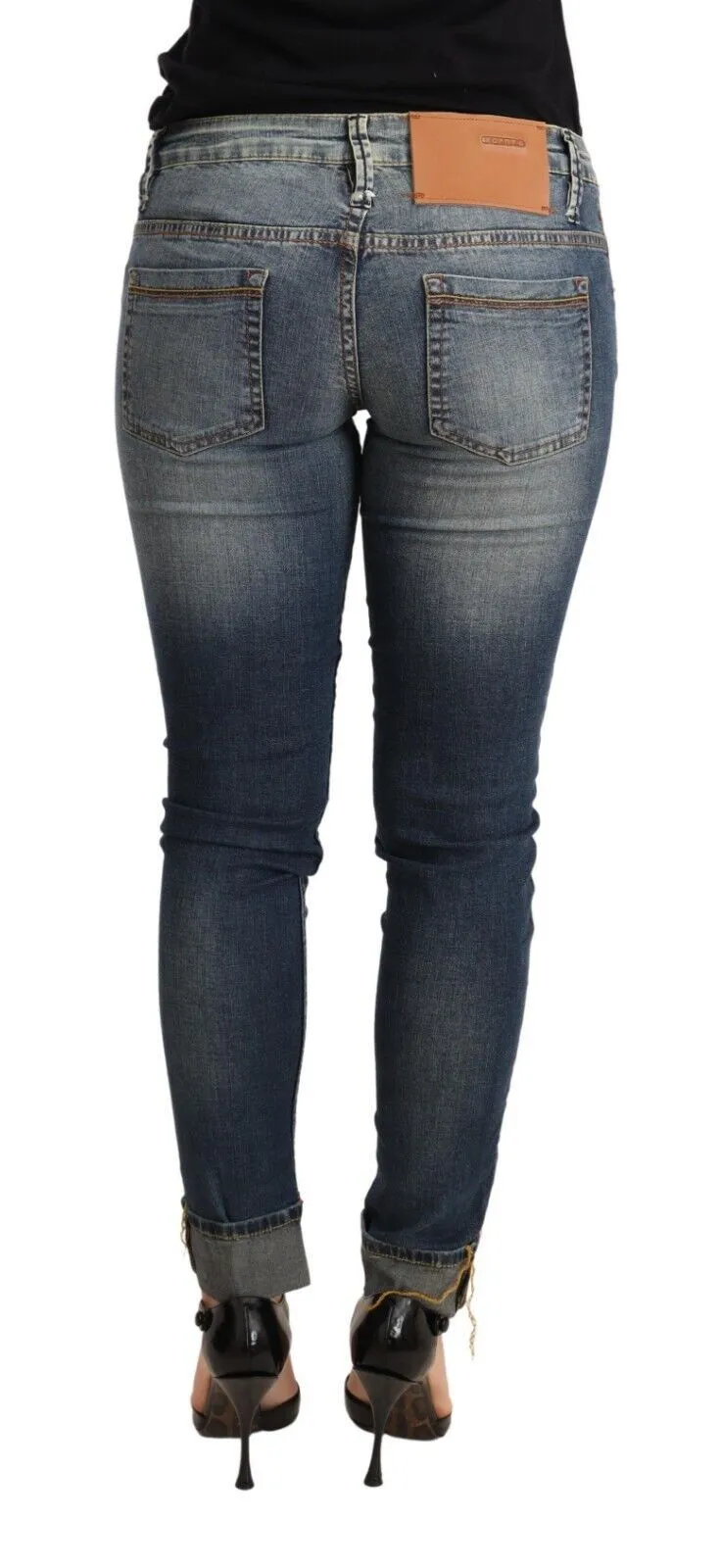 Acht Jean Skinny Femme à Taille Basse en Coton Lavé