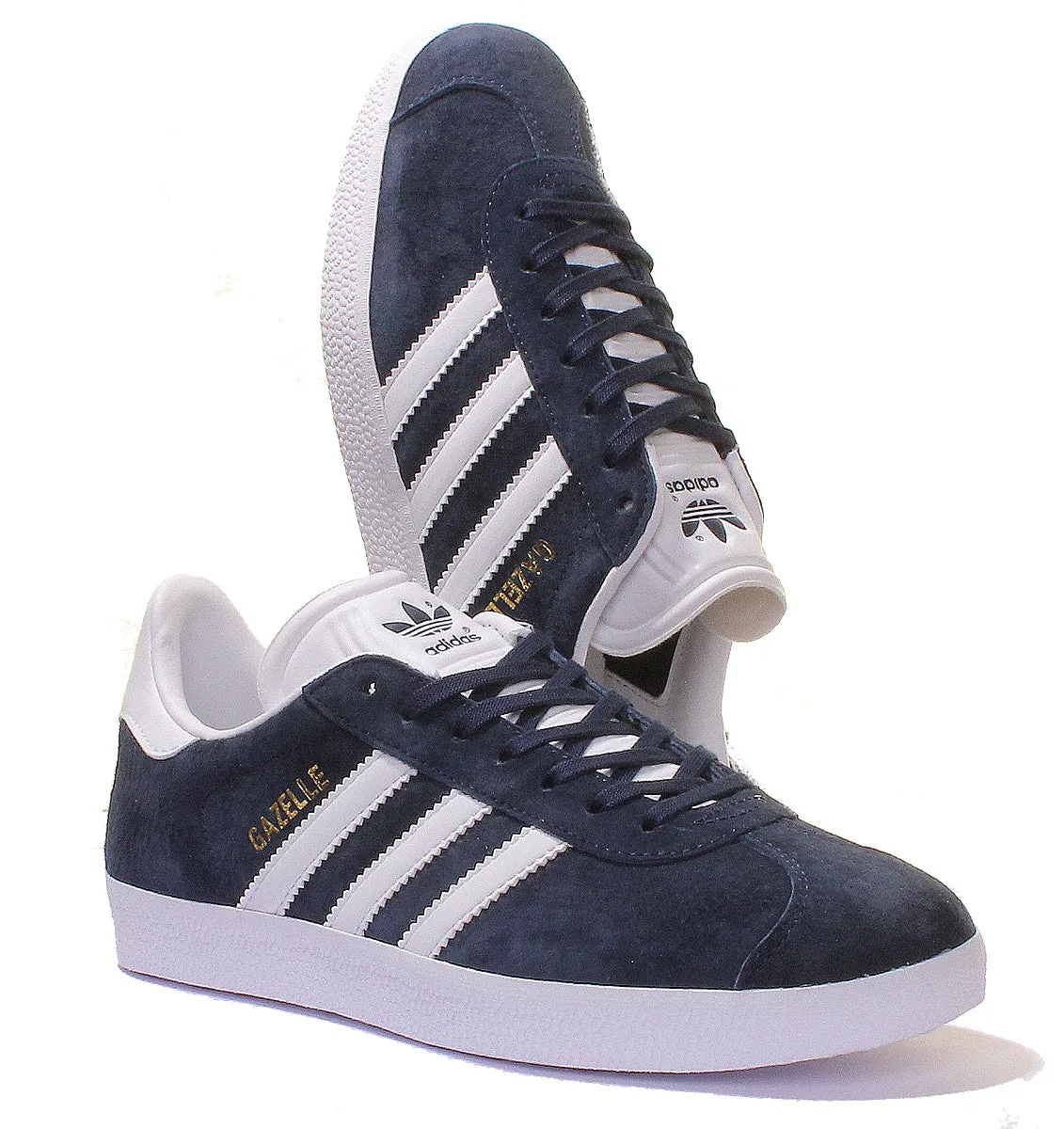 Adidas Gazelle Basket en Suède et Cuir en Bleu Marine et Blanc