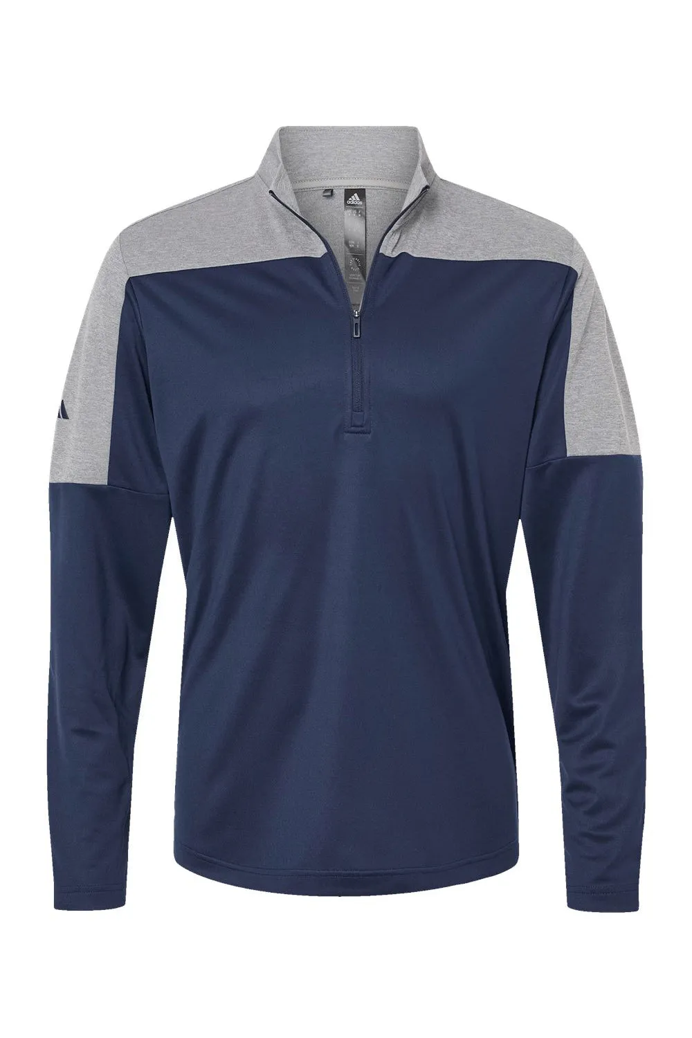 Adidas Sweat à capuche homme 1/4 zip respirant - Bleu marine universitaire/Gris mélangé