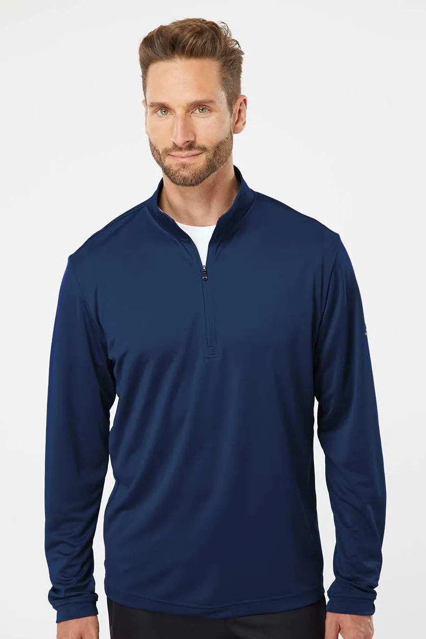 Adidas Sweat à capuche 1/4 zip pour homme UPF 50  - Bleu marine universitaire