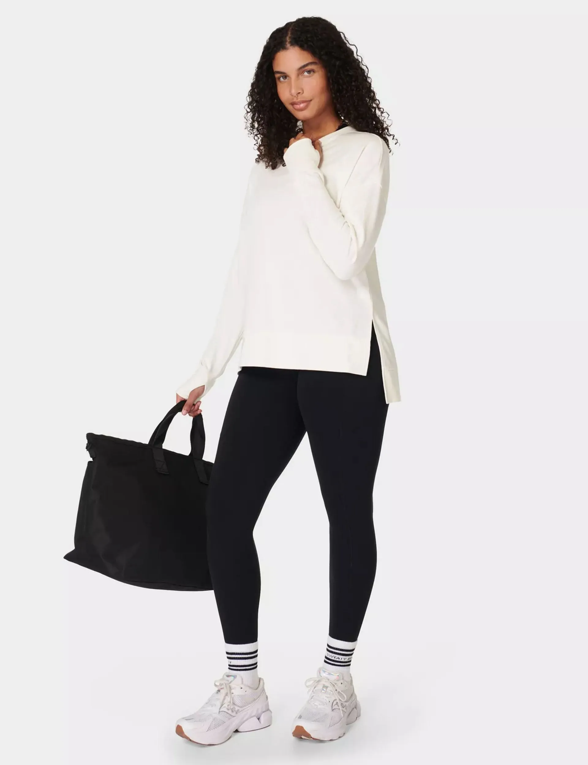 Sweat à capuche long After Class - Blanc Lily