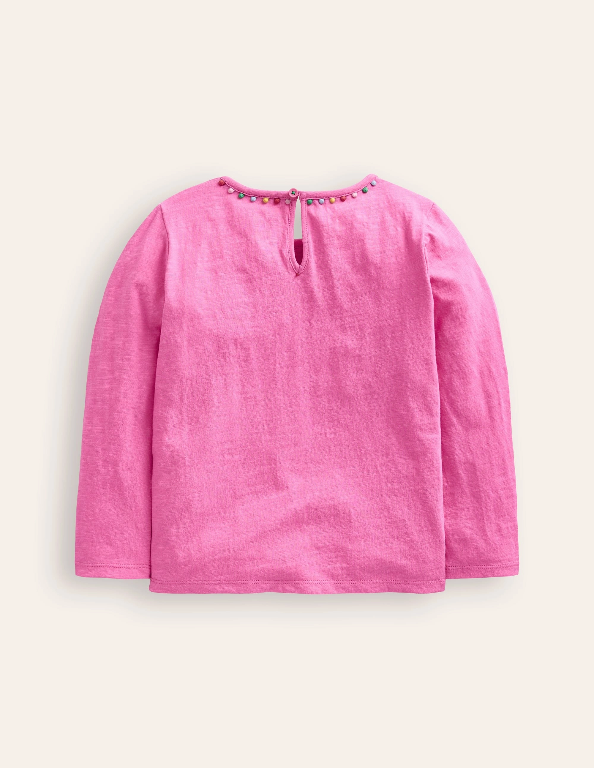 Ali Long Sleeve Pom T shirt-Strawberry Pink