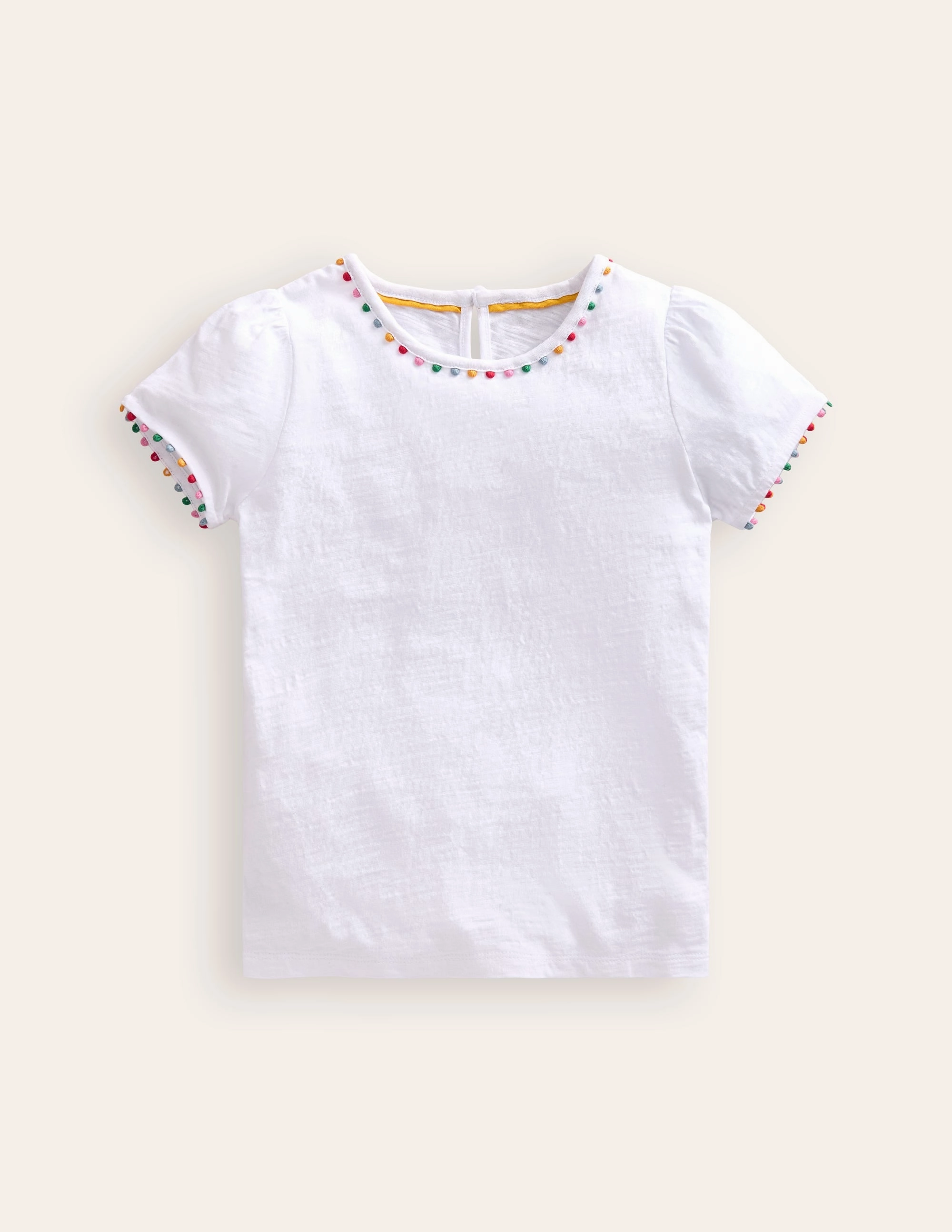 T-shirt Ali à manches ballon et pompons - Blanc