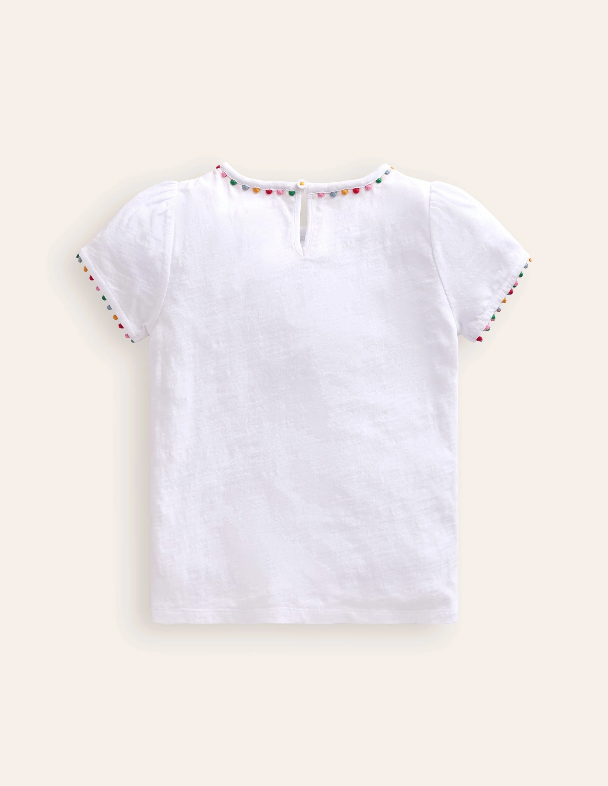 T-shirt Ali à manches ballon et pompons - Blanc