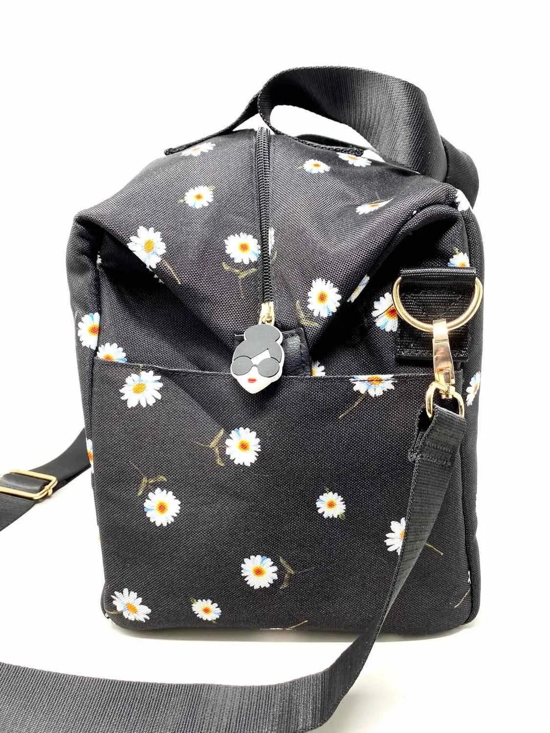 alice olivia par Stacey Bendet Sac de sport Duffle en toile fleurie noir/blanc