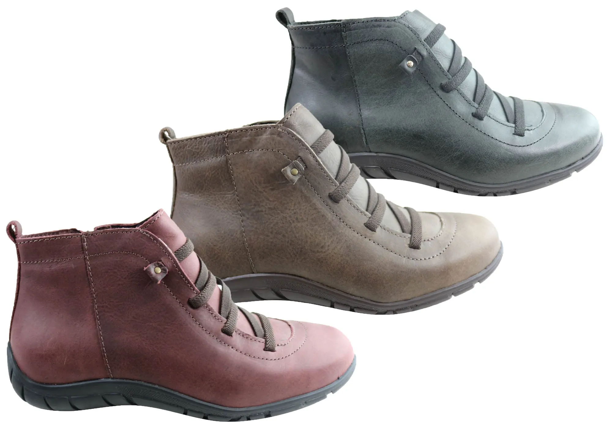 Bottes cheville confortables en cuir pour femmes Andacco Mist Fabriquées au Brésil Chaussures Andacco