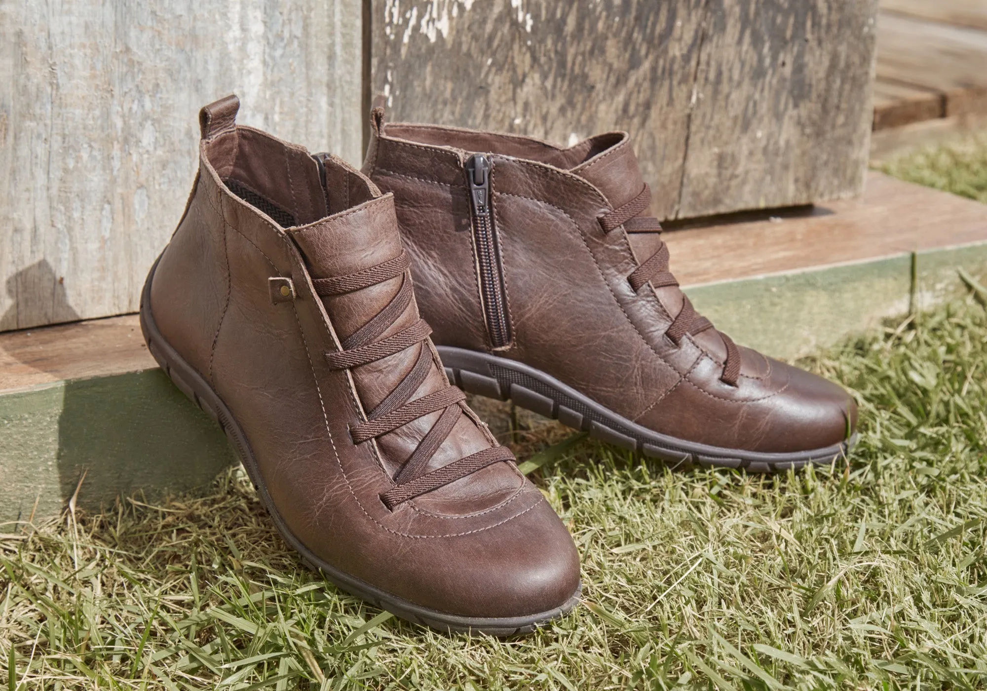 Bottes cheville confortables en cuir pour femmes Andacco Mist Fabriquées au Brésil Chaussures Andacco
