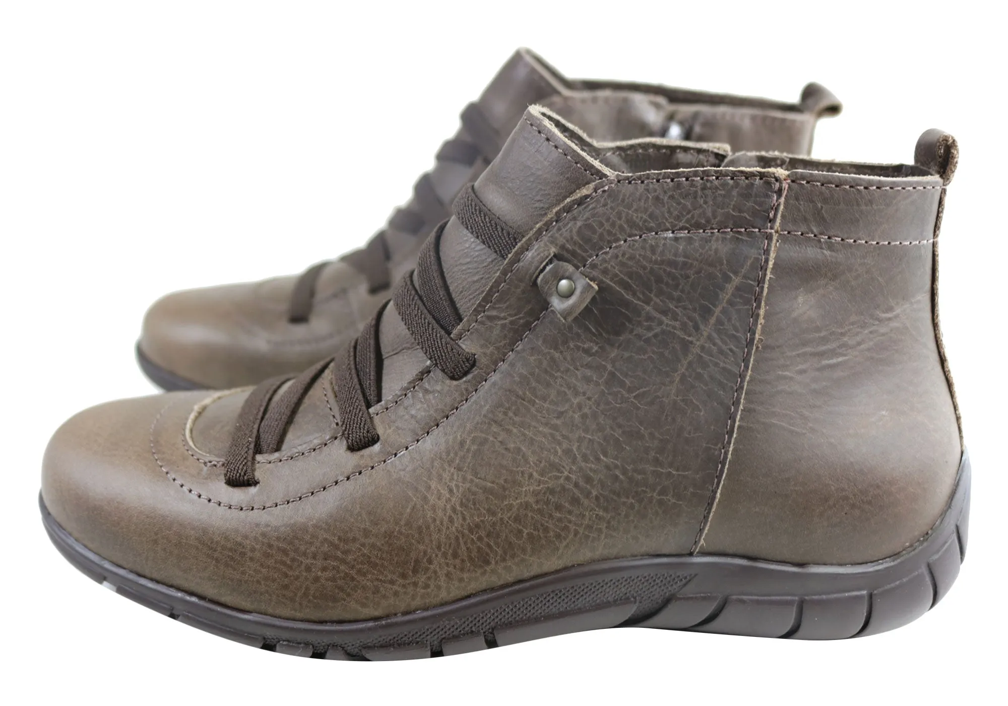 Bottes cheville confortables en cuir pour femmes Andacco Mist Fabriquées au Brésil Chaussures Andacco