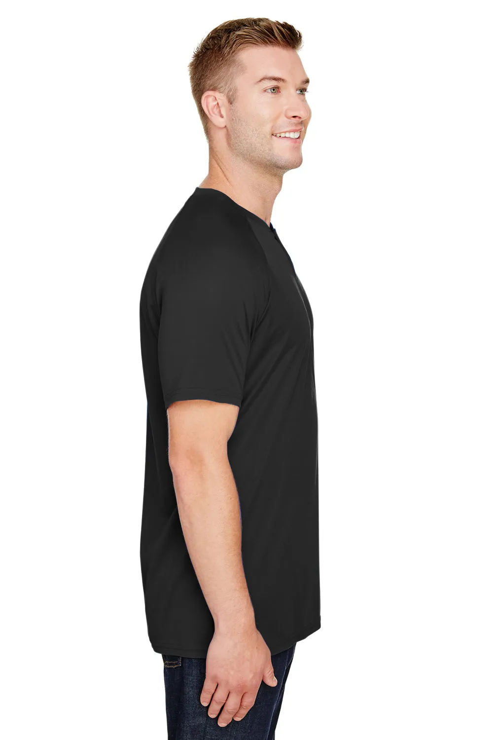 Augusta Sportswear Maillot de baseball à manches courtes avec boutons Attain 2 pour homme évacuant l'humidité - Noir