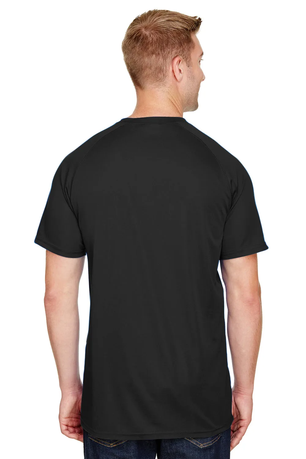 Augusta Sportswear Maillot de baseball à manches courtes avec boutons Attain 2 pour homme évacuant l'humidité - Noir