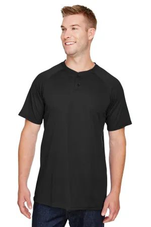 Augusta Sportswear Mens Attain 2 Moisture Wicking Button Short Sleeve Baseball Jersey - Black