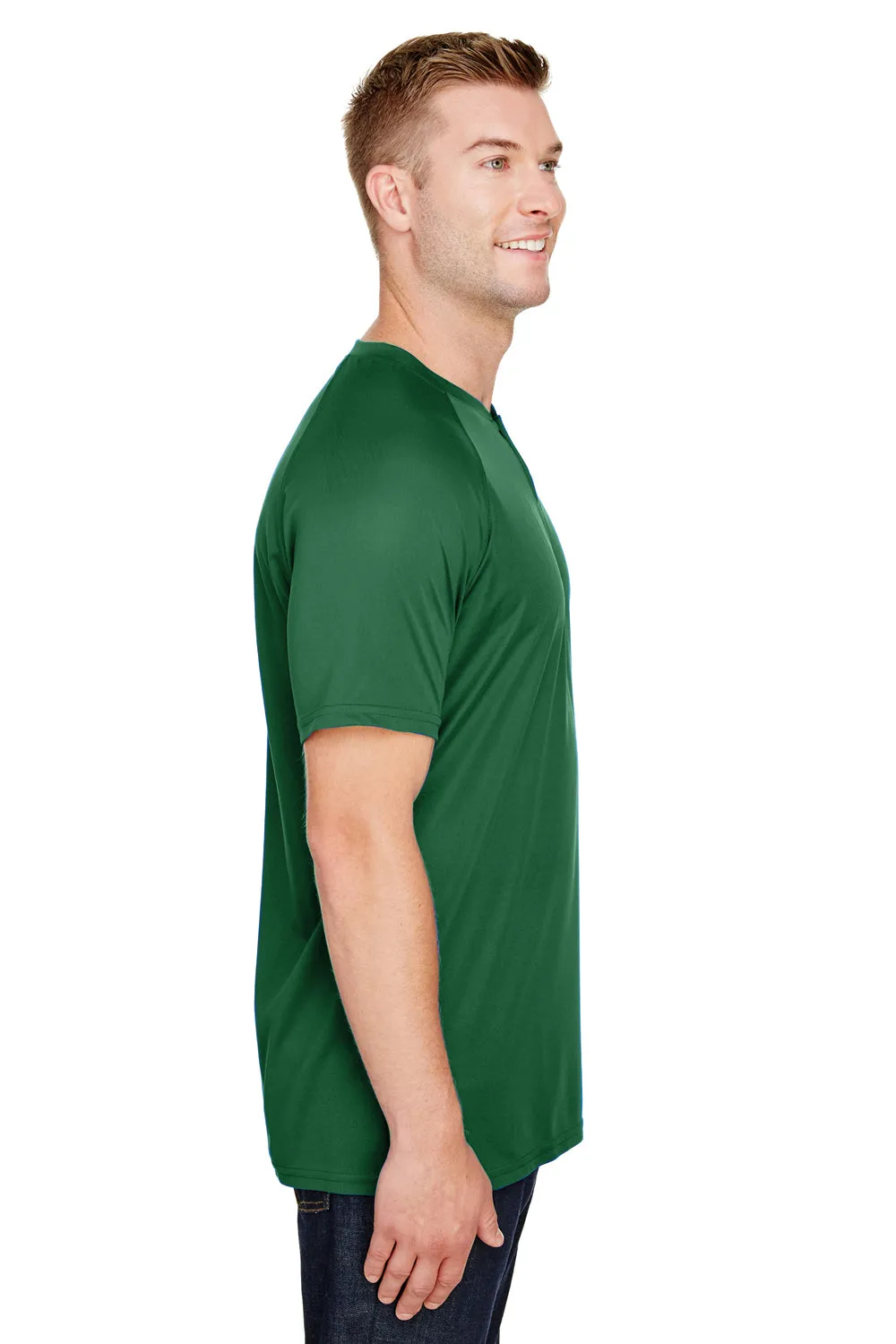 Augusta Sportswear Maillot de baseball à manches courtes avec boutons Attain 2 pour homme évacuant l'humidité - Vert foncé