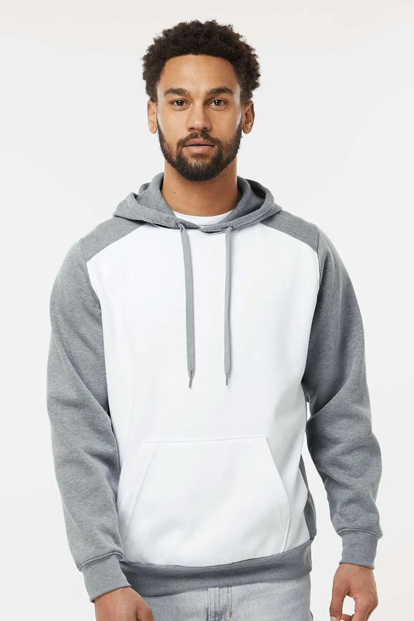 Augusta Sportswear Pull à capuche polaire pour homme Eco Revive 3 saisons avec poche kangourou - Blanc/Gris chiné