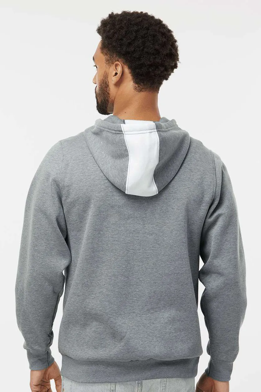 Augusta Sportswear Pull à capuche polaire pour homme Eco Revive 3 saisons avec poche kangourou - Blanc/Gris chiné