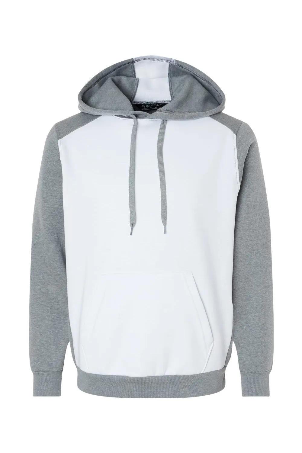 Augusta Sportswear Pull à capuche polaire pour homme Eco Revive 3 saisons avec poche kangourou - Blanc/Gris chiné