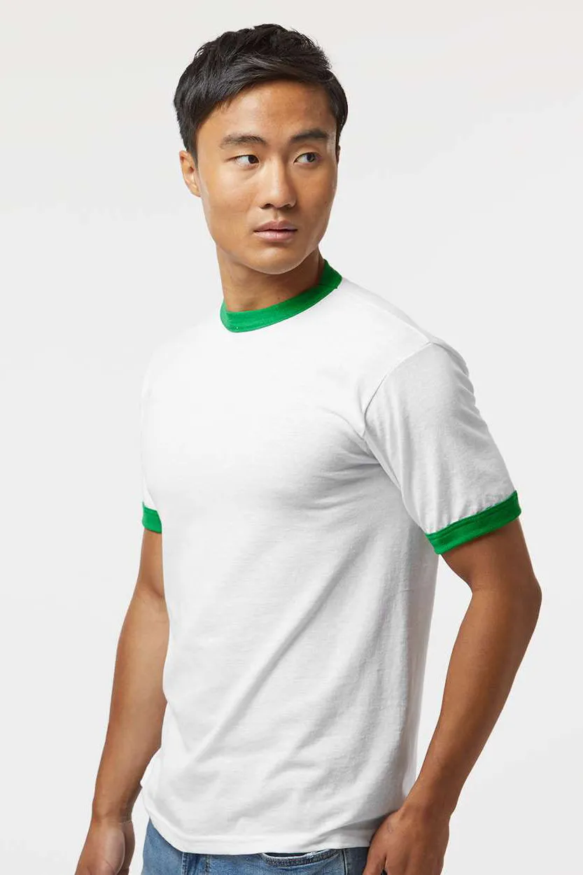 T-shirt à manches courtes et col rond Augusta Sportswear pour hommes - Blanc/Vert Kelly