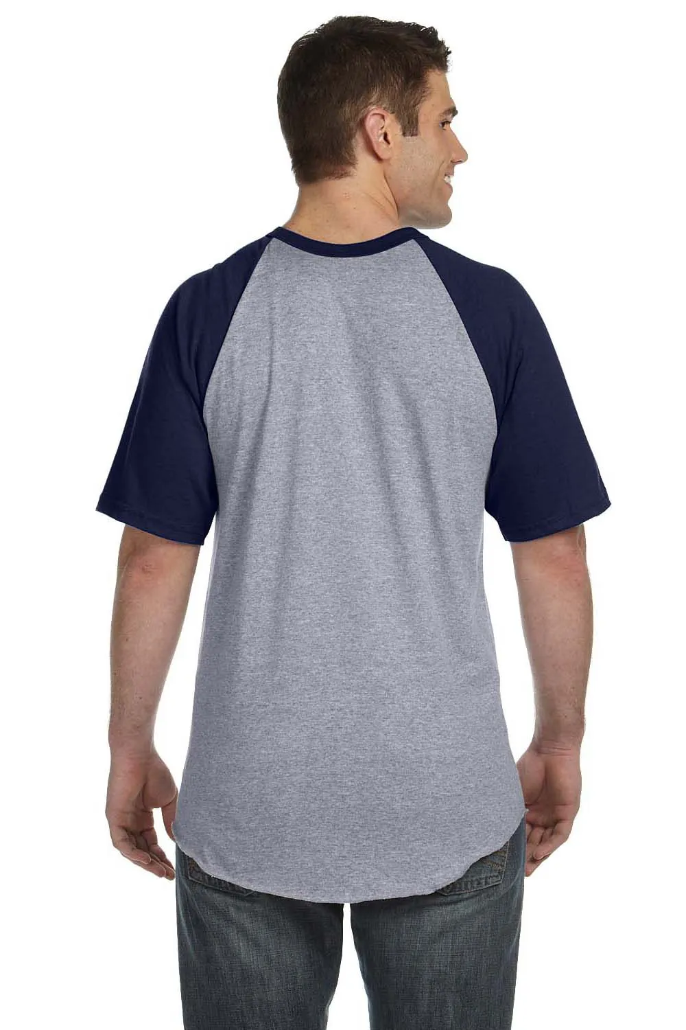 T-shirt à manches courtes pour hommes Augusta Sportswear - Gris chiné/Bleu marine