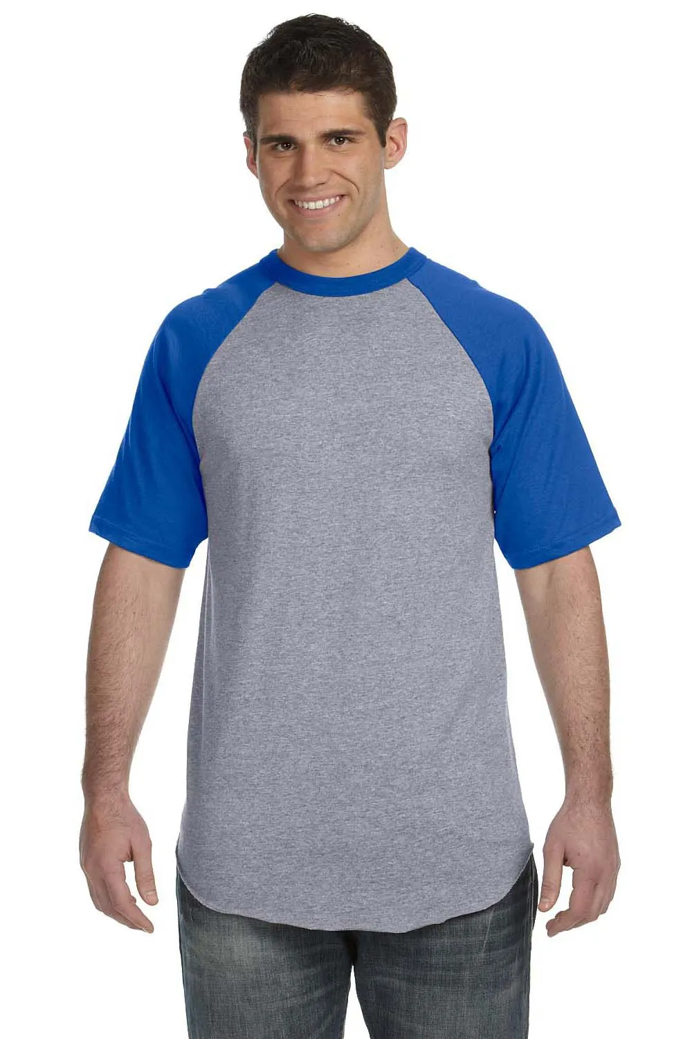 T-shirt à manches courtes pour hommes Augusta Sportswear - Gris chiné/Bleu royal