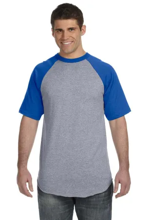 Augusta Sportswear Mens Short Sleeve Crewneck T-Shirt - Heather Grey/Royal Blue
