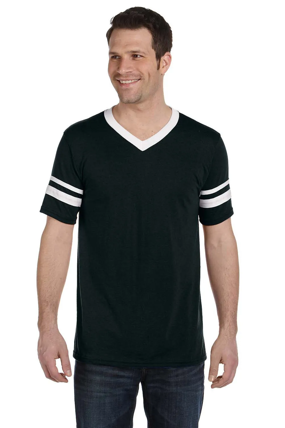 T-shirt à col en V à manches courtes pour hommes Augusta Sportswear - Noir/Blanc