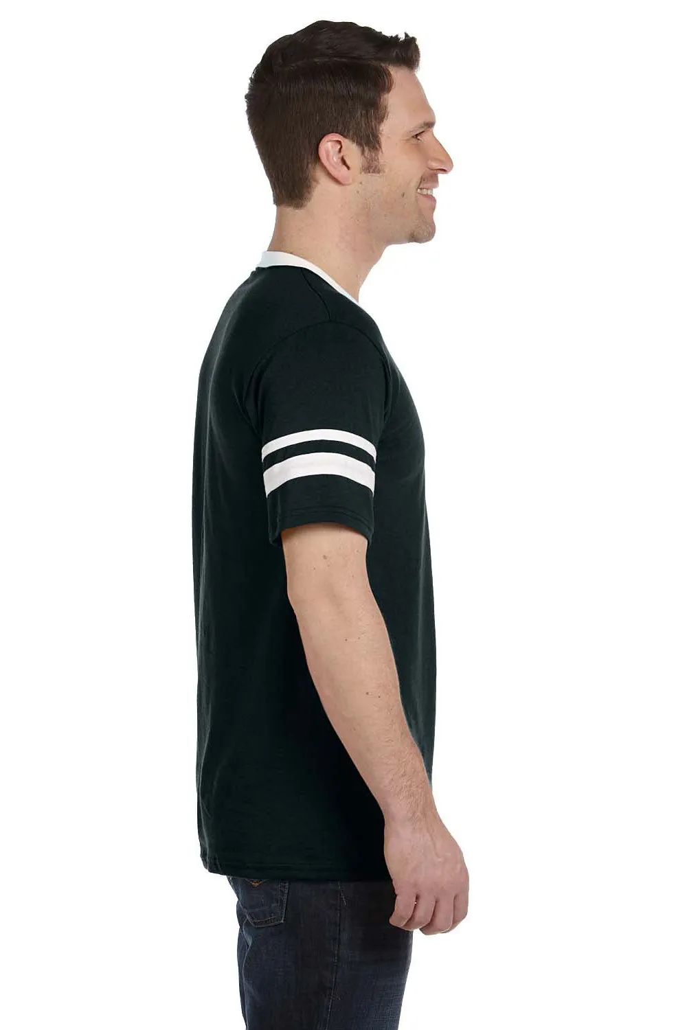 T-shirt à col en V à manches courtes pour hommes Augusta Sportswear - Noir/Blanc