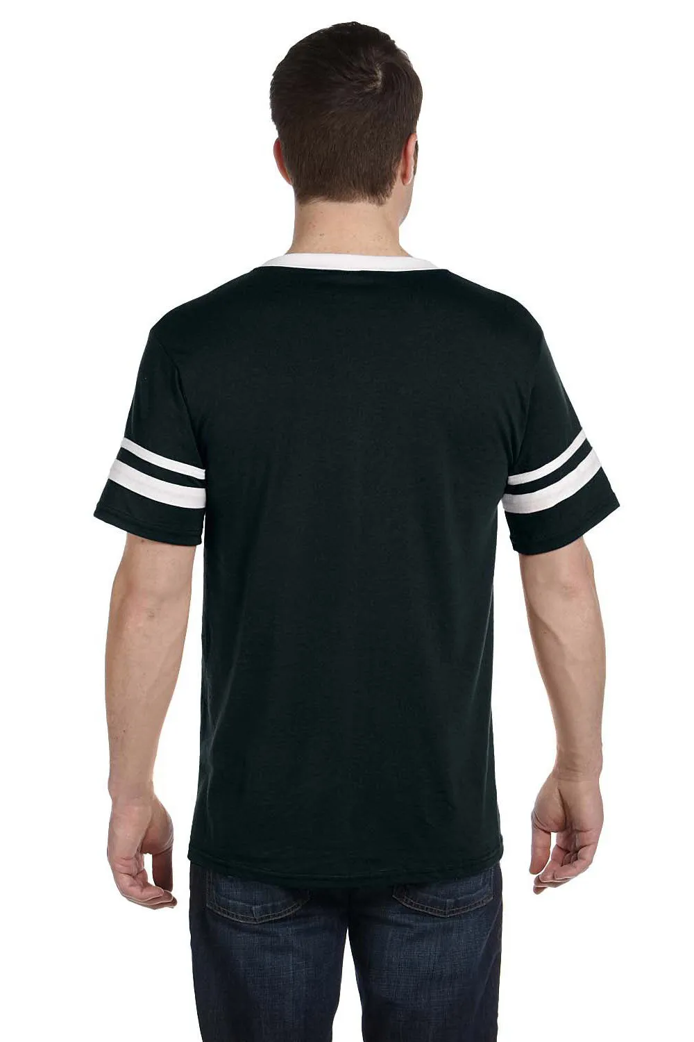 T-shirt à col en V à manches courtes pour hommes Augusta Sportswear - Noir/Blanc