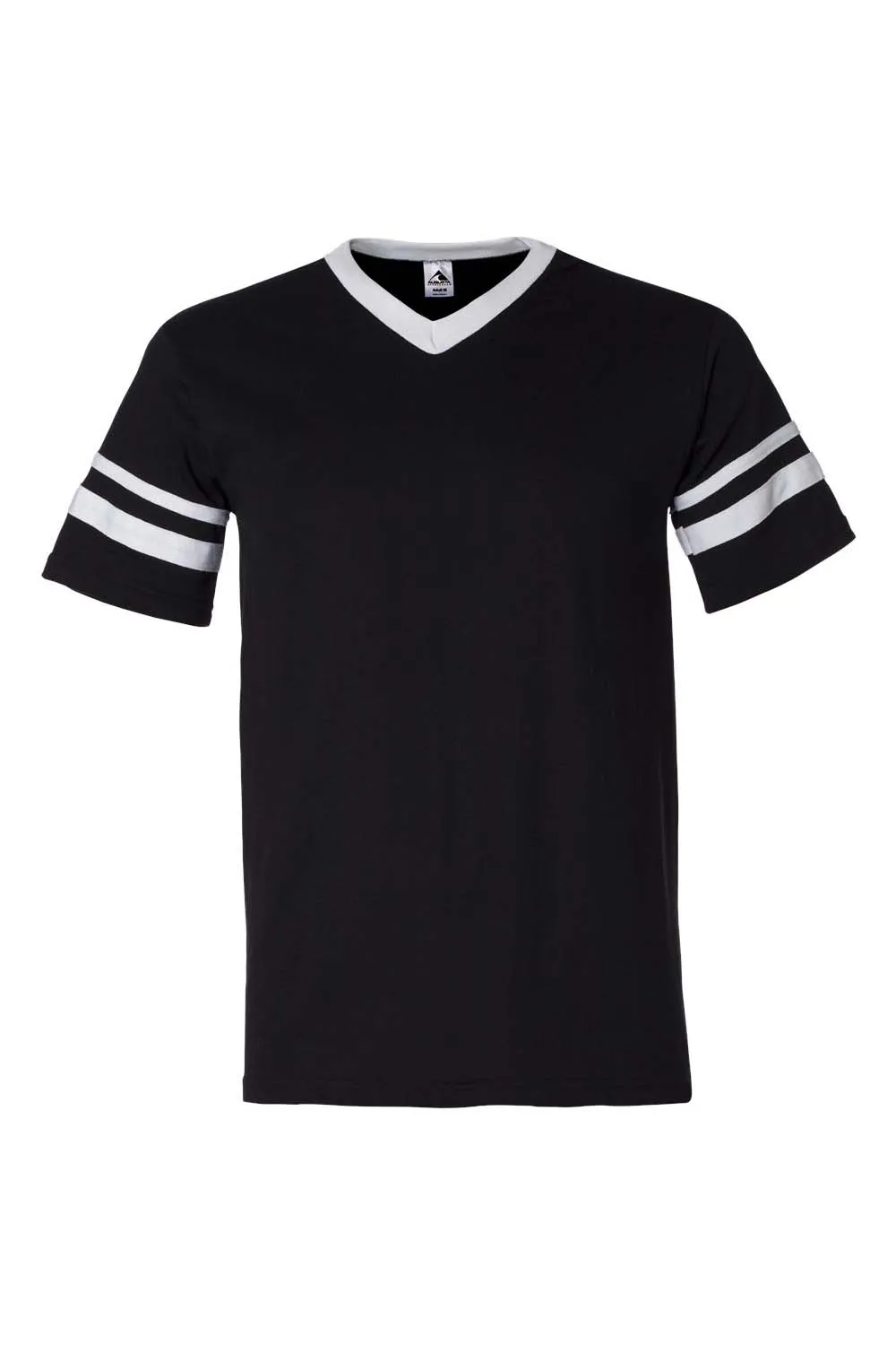 T-shirt à col en V à manches courtes pour hommes Augusta Sportswear - Noir/Blanc