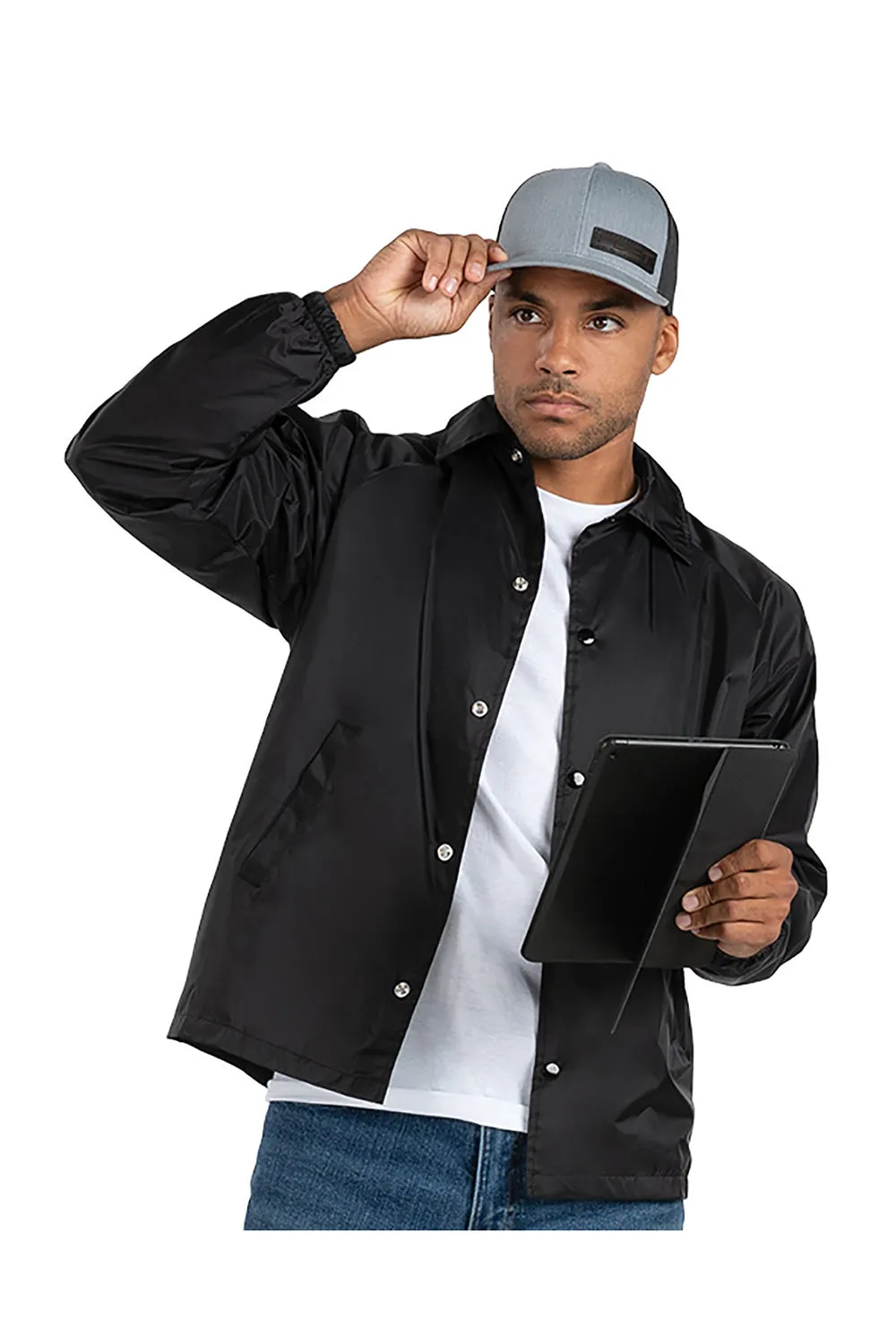 Veste de coach résistante à l'eau pour hommes Augusta Sportswear - Noir
