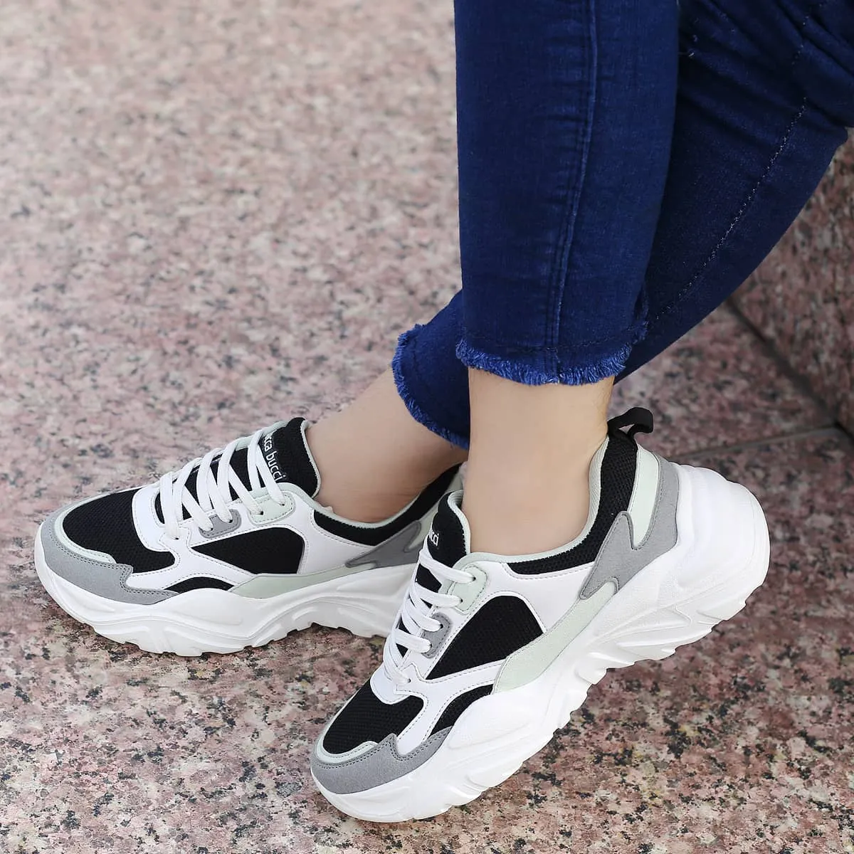 Bacca Bucci SPARK Sneakers basses à plateforme ColorBlock pour femmes | Sneakers StreetWear épaisses