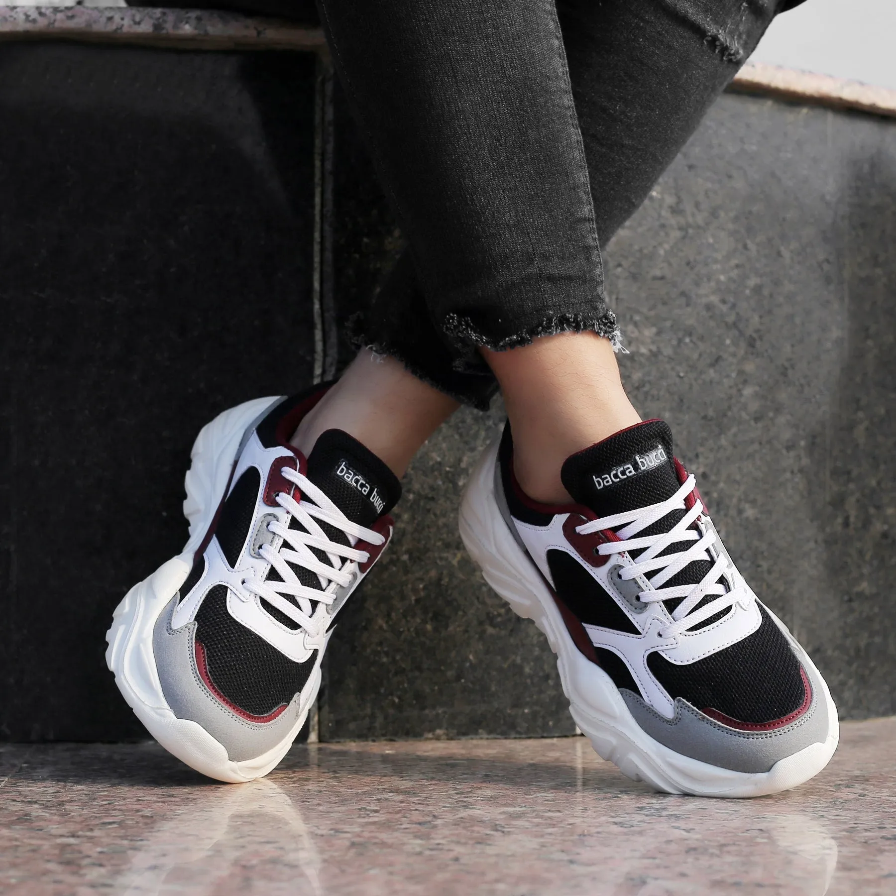 Bacca Bucci SPARK Sneakers basses à plateforme ColorBlock pour femmes | Sneakers StreetWear épaisses