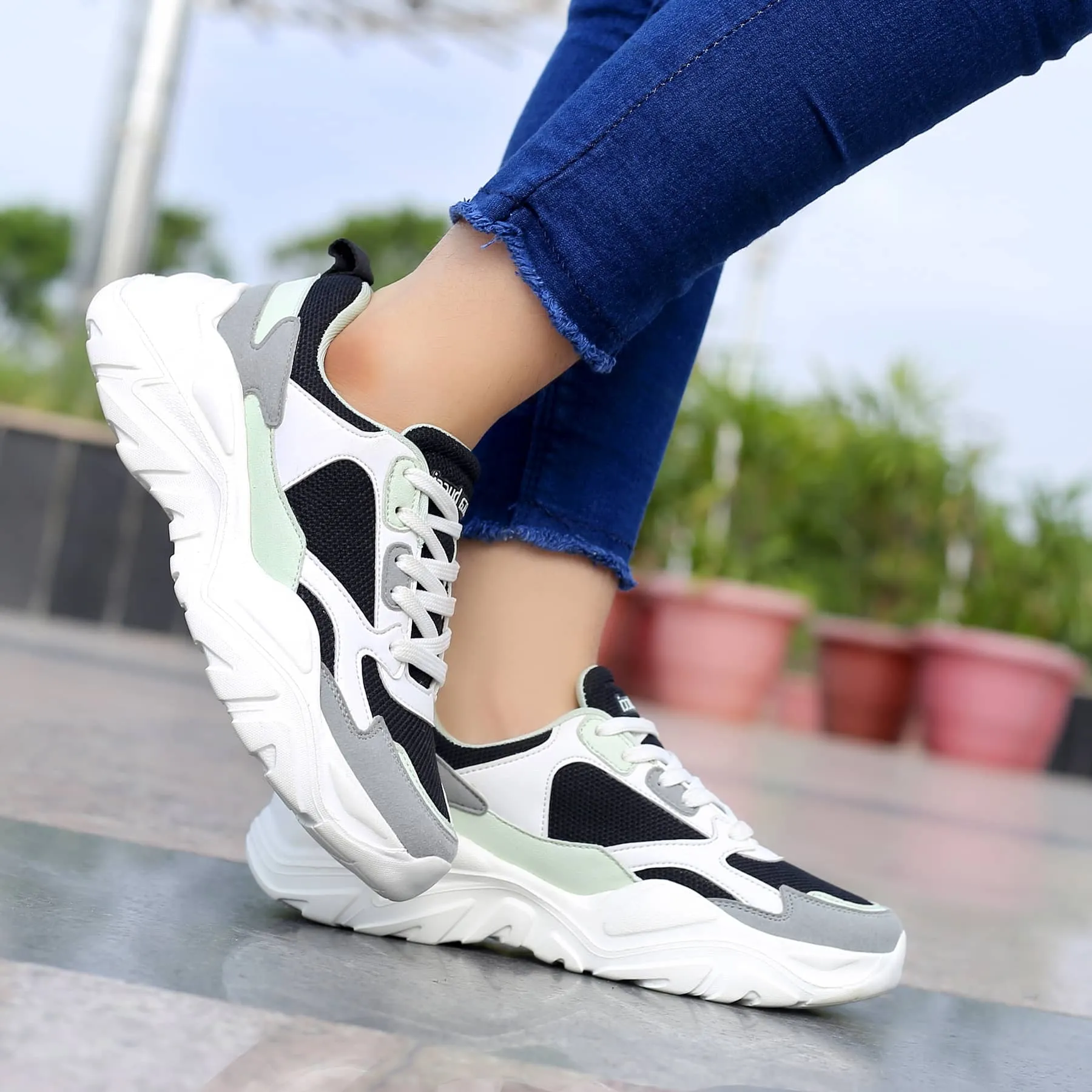 Bacca Bucci SPARK Sneakers basses à plateforme ColorBlock pour femmes | Sneakers StreetWear épaisses