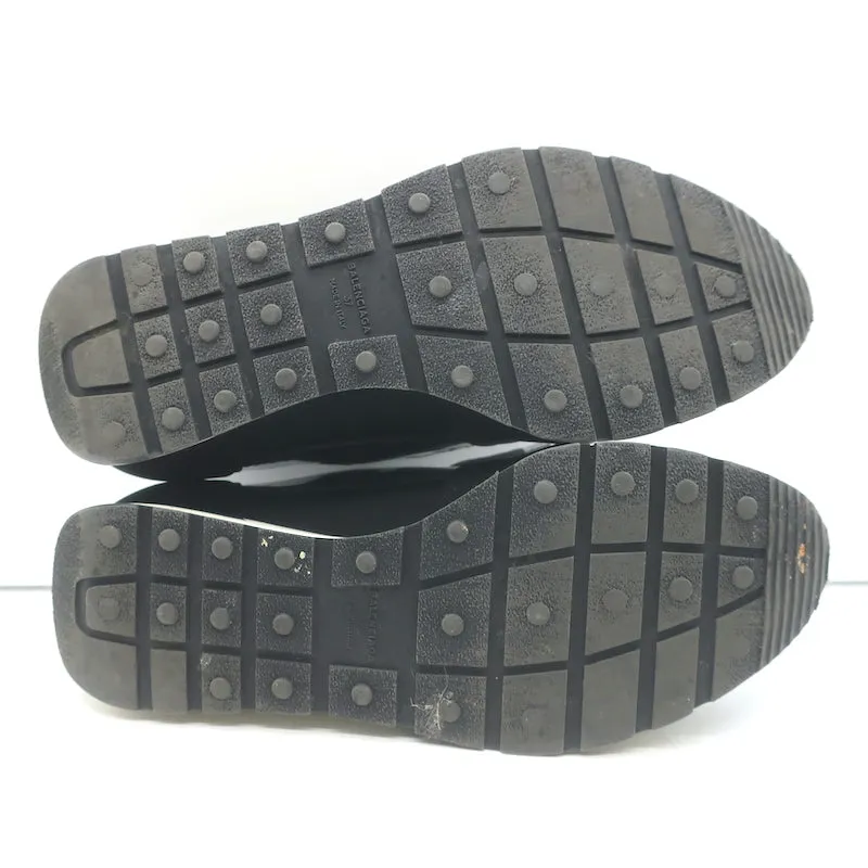 Balenciaga Race Runner Sneakers Basses en Néoprène et Cuir Verni Noir Taille 37