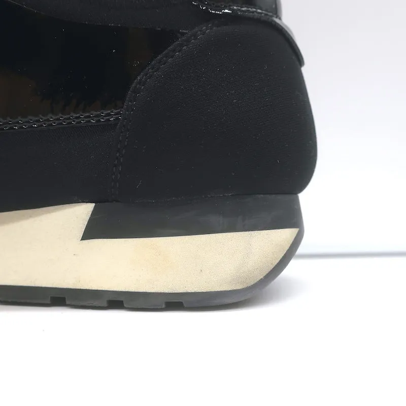 Balenciaga Race Runner Sneakers Basses en Néoprène et Cuir Verni Noir Taille 37