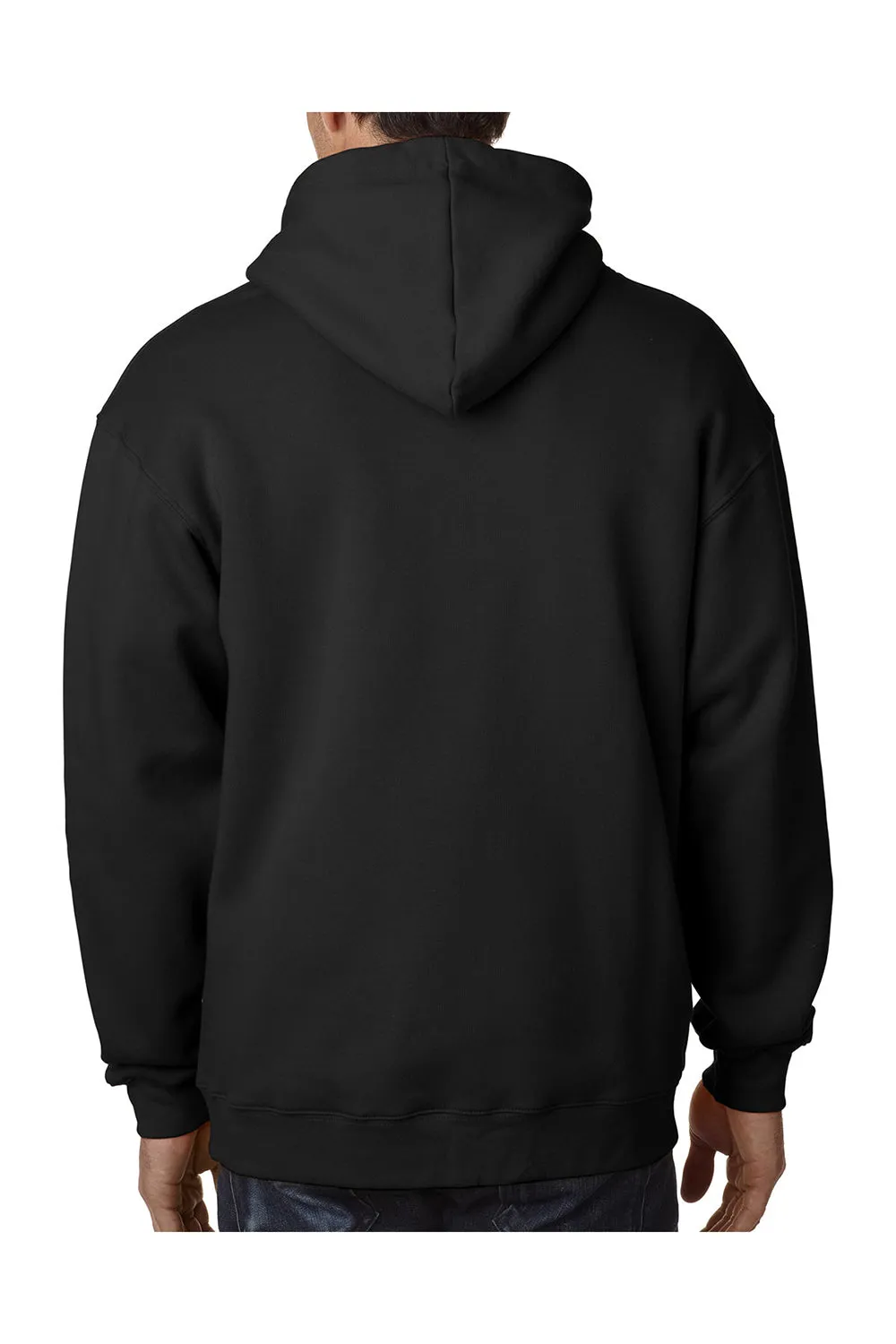 Sweat à capuche Bayside pour hommes avec fermeture éclair et poches - Fabriqué aux États-Unis - Noir