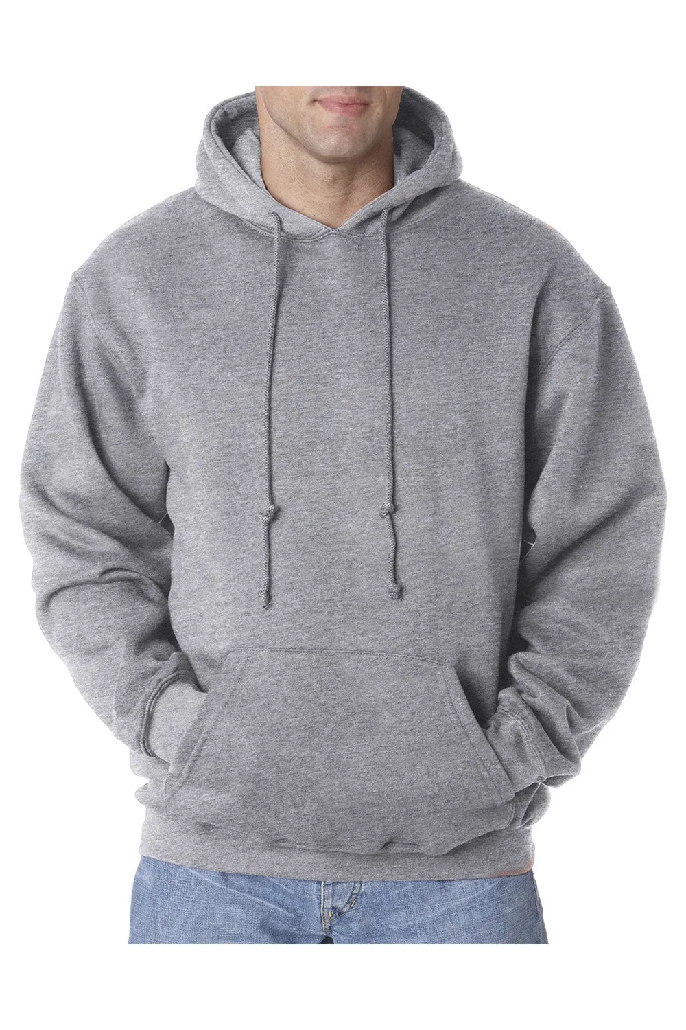 Pull à capuche pour hommes Bayside fabriqué aux USA avec poche kangourou - Gris cendre foncé