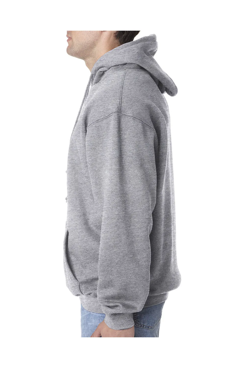 Pull à capuche pour hommes Bayside fabriqué aux USA avec poche kangourou - Gris cendre foncé