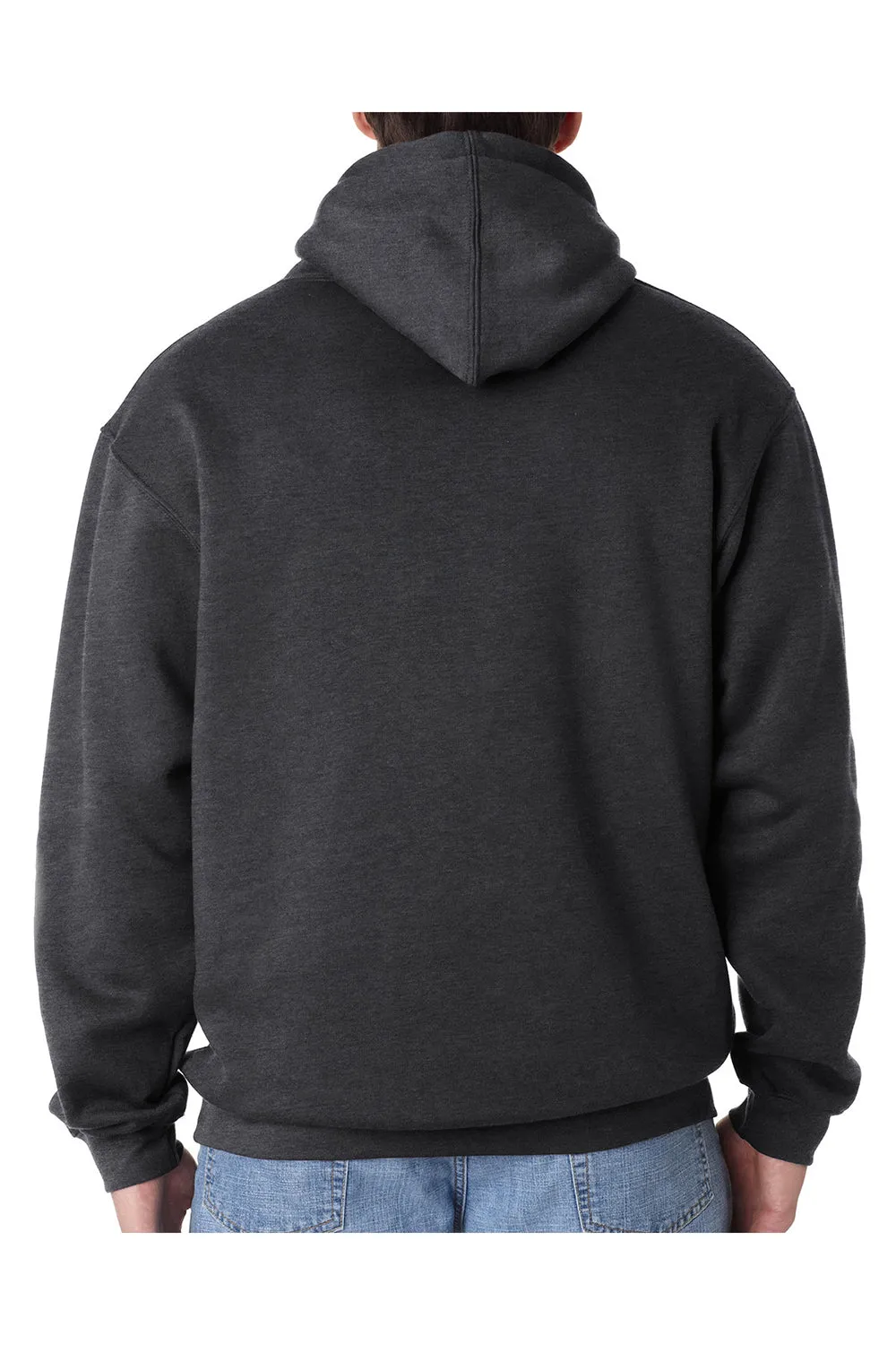 Sweat à capuche pour hommes Bayside fabriqué aux USA avec poche kangourou - Gris charbon chiné