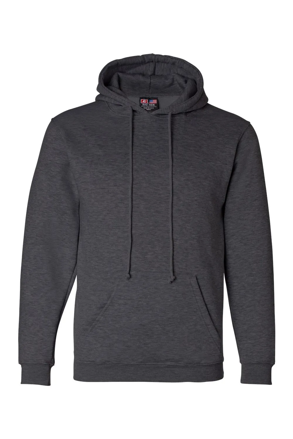 Sweat à capuche pour hommes Bayside fabriqué aux USA avec poche kangourou - Gris charbon chiné