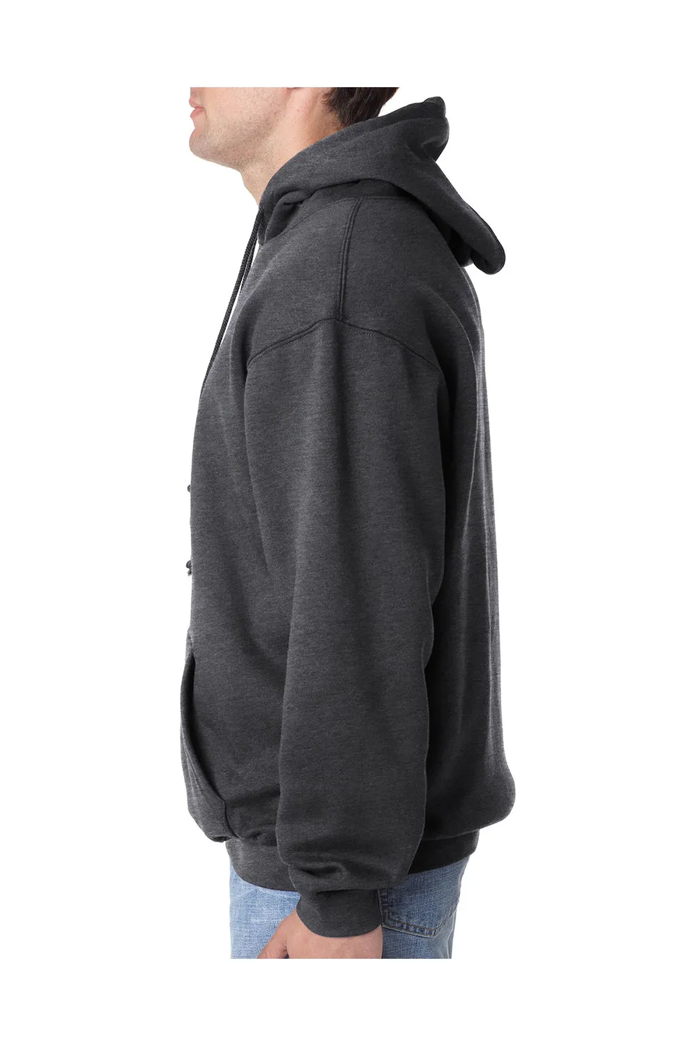 Sweat à capuche pour hommes Bayside fabriqué aux USA avec poche kangourou - Gris charbon chiné