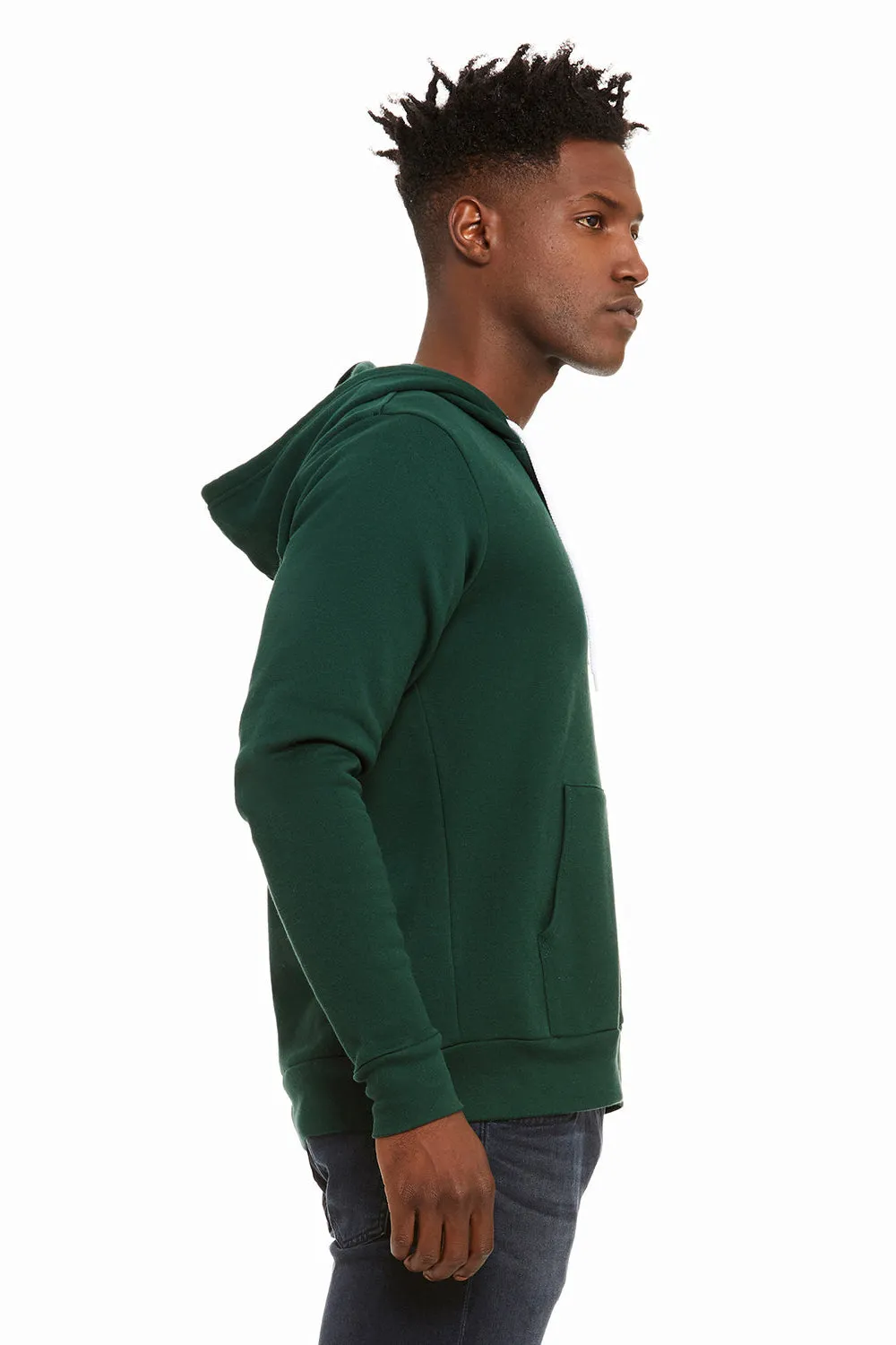Bella   Canvas Sweat à capuche homme en polaire avec fermeture éclair complète et poches - Vert forêt