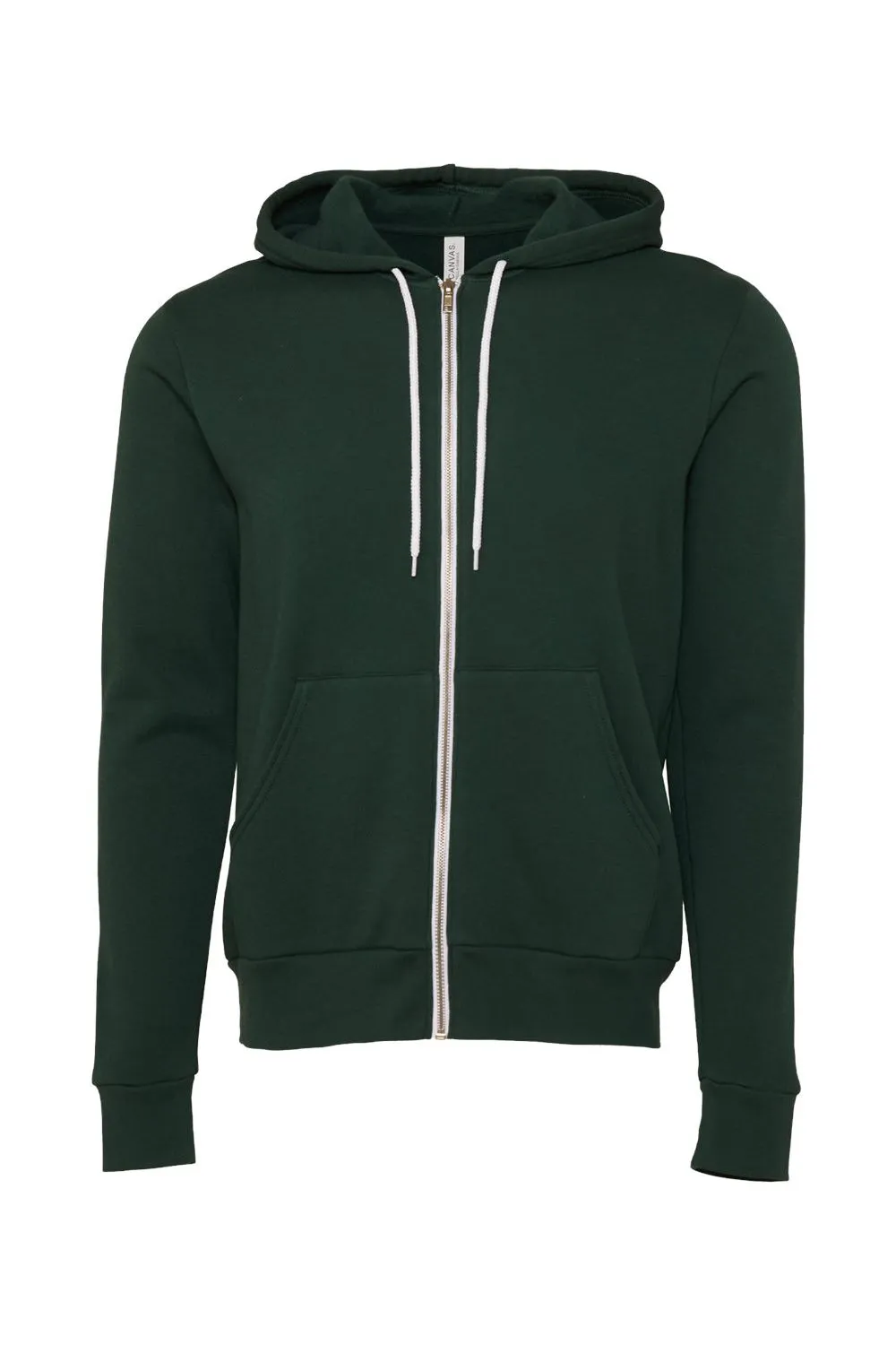 Bella   Canvas Sweat à capuche homme en polaire avec fermeture éclair complète et poches - Vert forêt