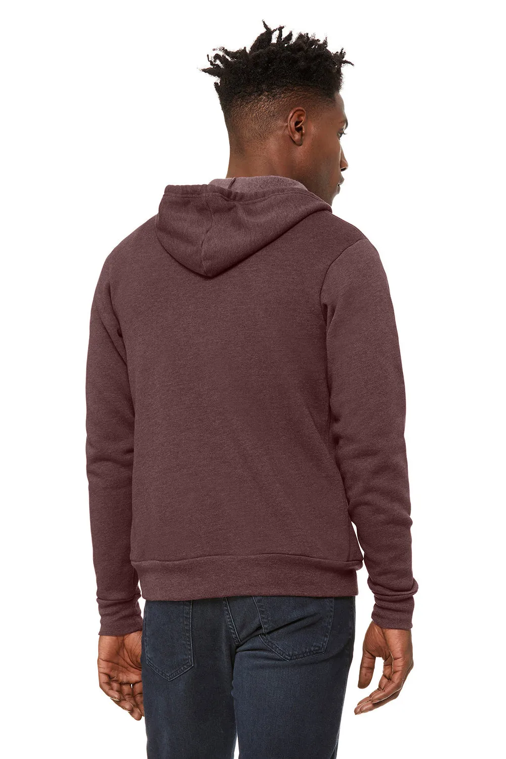 Bella   Canvas Sweat à capuche en polaire pour homme avec fermeture éclair complète et poches - Marron chiné