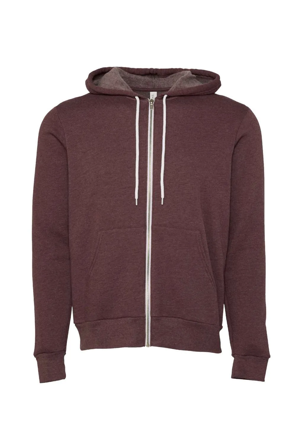 Bella   Canvas Sweat à capuche en polaire pour homme avec fermeture éclair complète et poches - Marron chiné