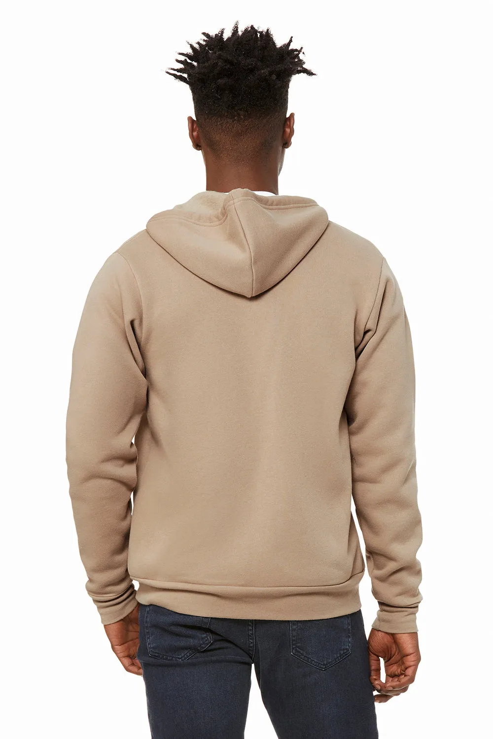 Bella   Canvas Sweat à capuche homme en polaire avec fermeture éclair complète et poches - Beige