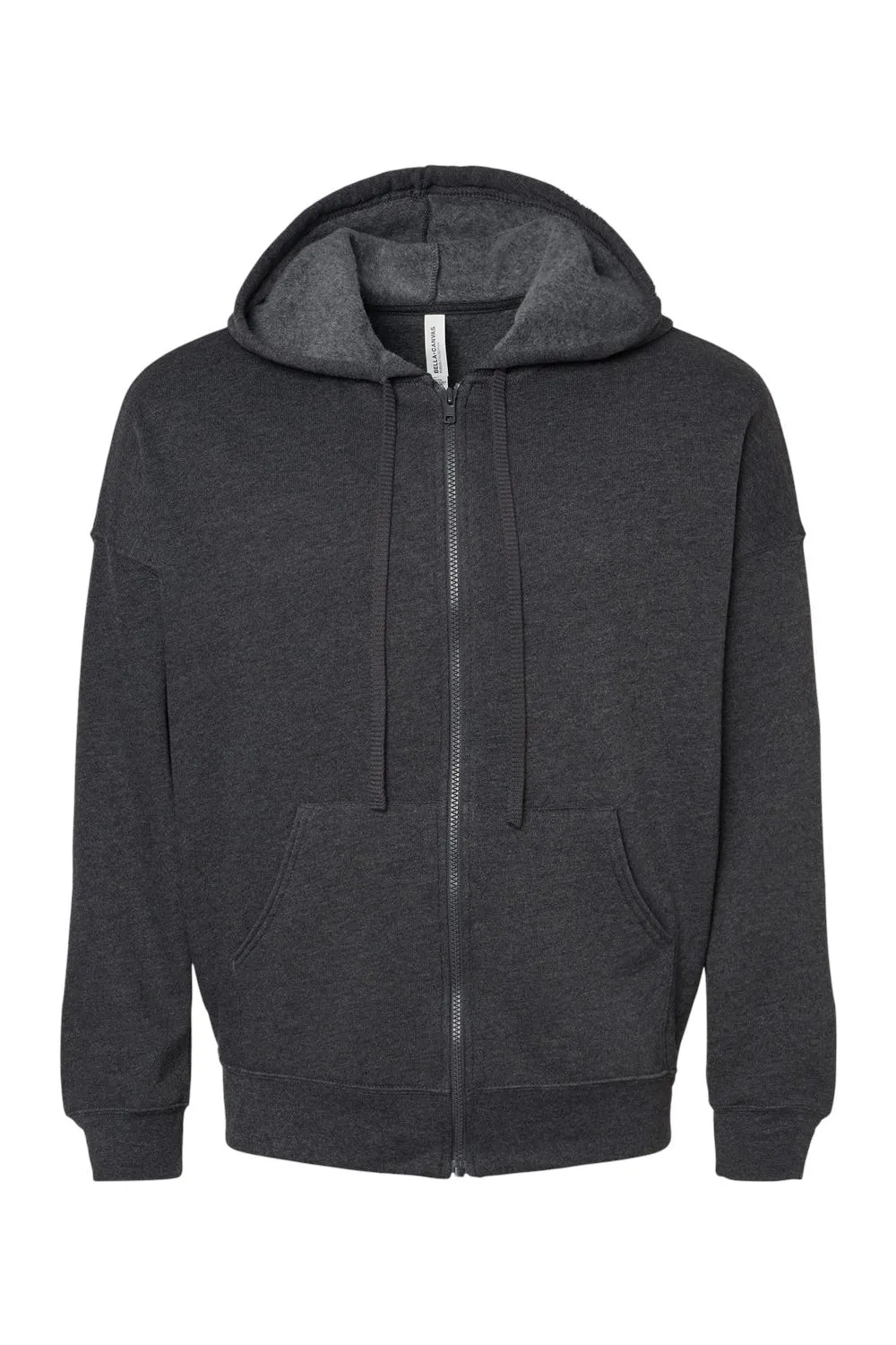 Bella   Canvas Sweat à capuche en polaire éponge pour homme avec fermeture éclair et poches - Gris foncé chiné