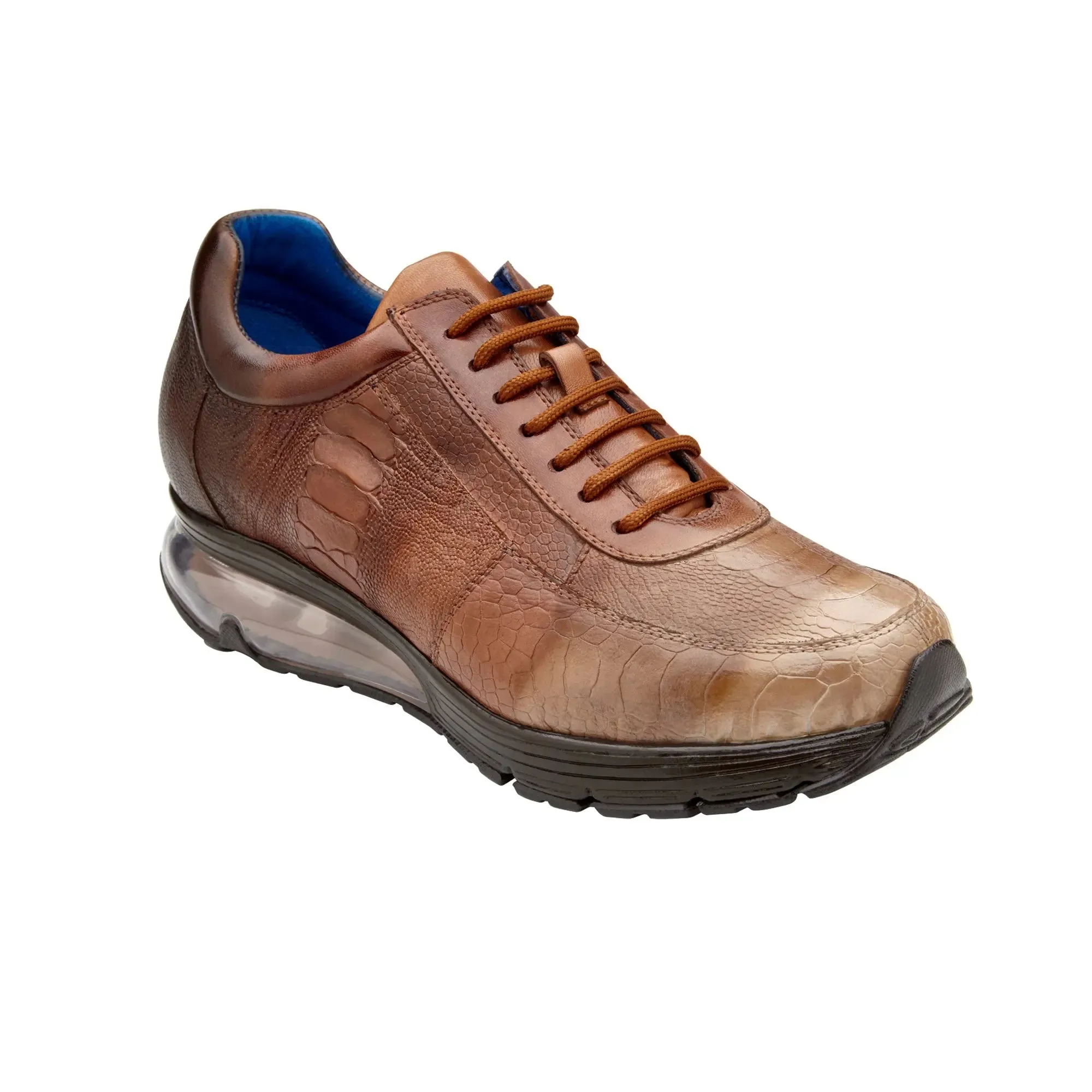 Chaussures Belvedere en Peau Exotique Belvedere George Multicolore Rouille en Véritable Autruche Sneakers Peints à la Main