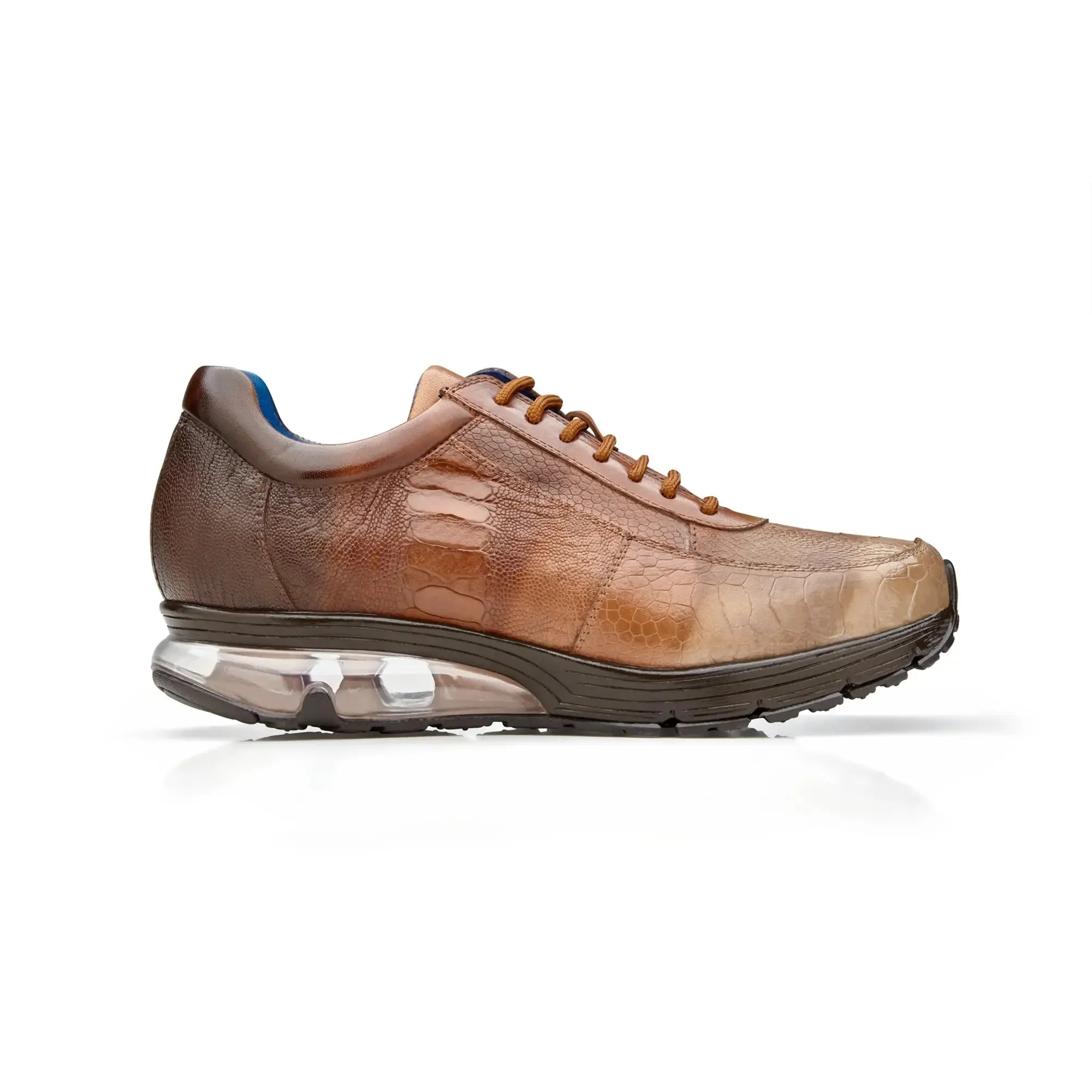 Chaussures Belvedere en Peau Exotique Belvedere George Multicolore Rouille en Véritable Autruche Sneakers Peints à la Main
