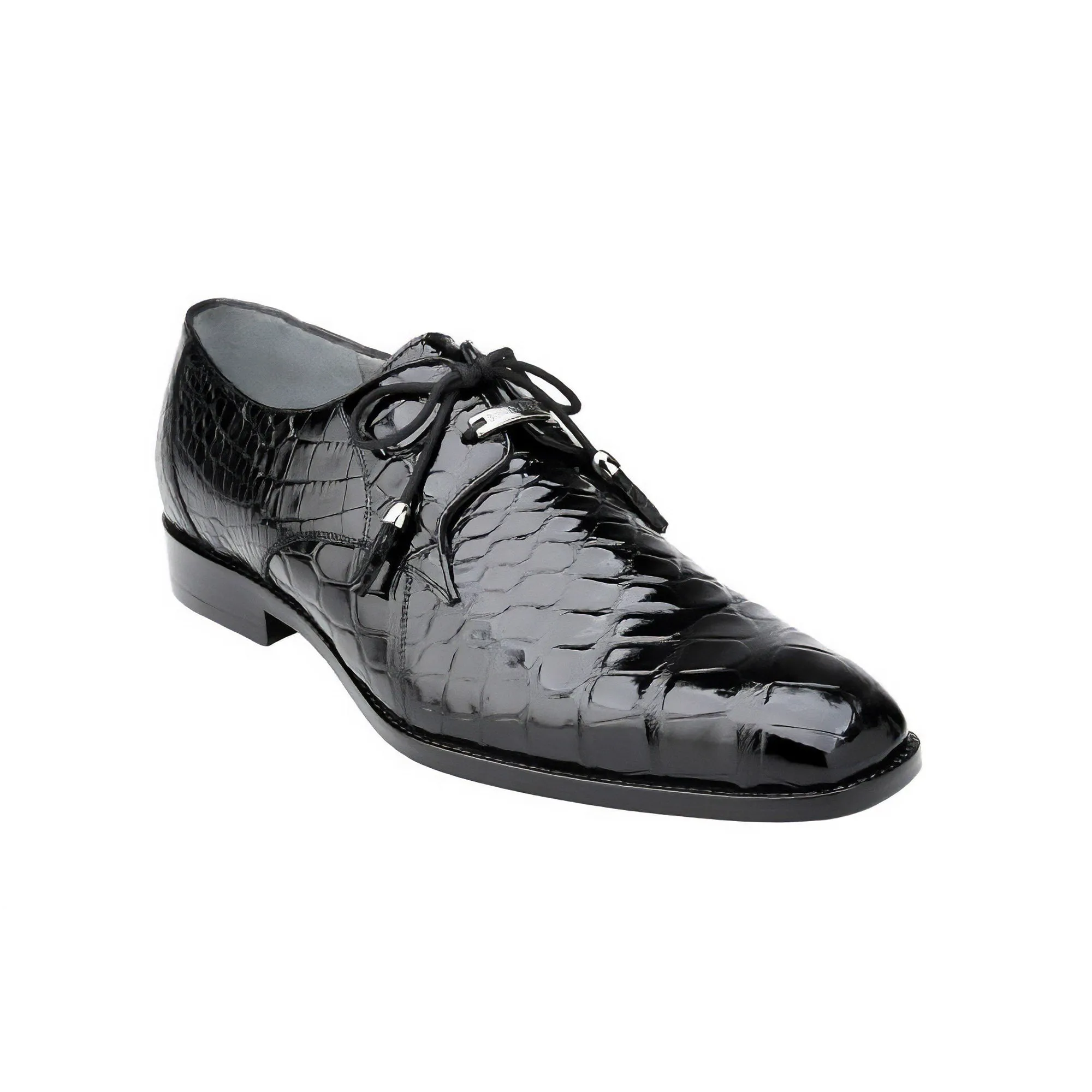 Chaussures Belvedere en Peau Exotique Belvedere Lago en Cuir Véritable d'Alligator Noir Oxford